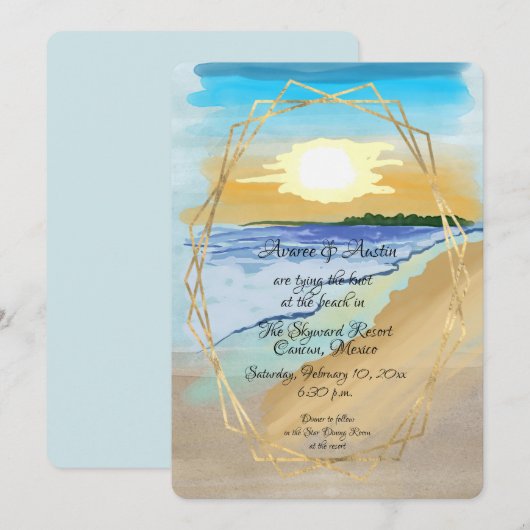 Tropische Resort Beach Waterverf Kaart (Voorkant / Achterkant)