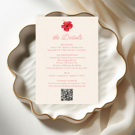 Tropische Retro Kust Eiland Trouwdetails Informatiekaartje