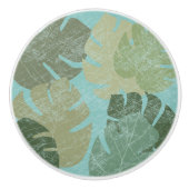 Tropische rode bladeren keramische knop (Voorkant)