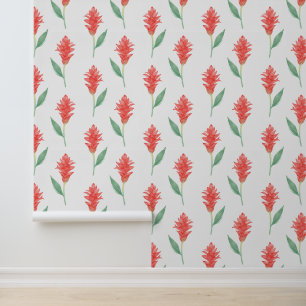Tropische rode gember bloem aloha print behang