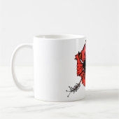 Tropische rode hibiscus bloem met groene bladeren koffiemok (Links)