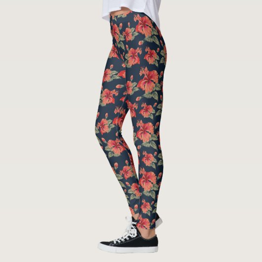 Tropische rode hibiscus leggings (Links)