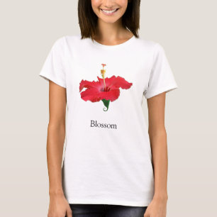 Tropische rode hibiscus-ventilator t-shirt