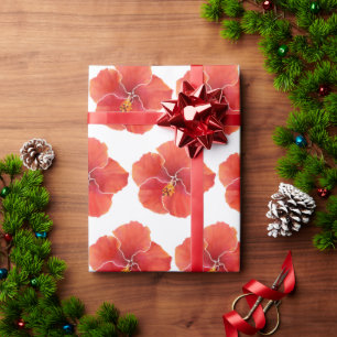 Tropische rode Waterverf Hibiscus Flowers Cadeaupapier