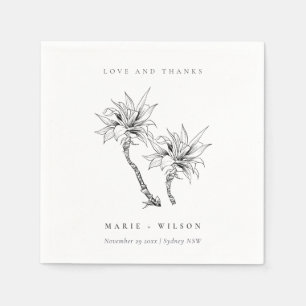 Tropische roestpalmen Black White Sketch Wedch Servet