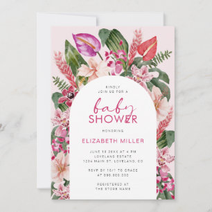 Tropische Roze Baby Shower Kaart