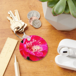 Tropische Roze Bloem Foto Sleutelhanger
