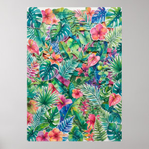 Tropische Roze Bloem Jungle Poster