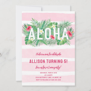 Tropische Roze Bloemen Aloha Luau Verjaardag Uitno Kaart