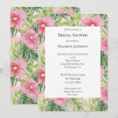 Tropische Roze Bloemen Bruiloftsfeest Kaart (Voorkant / Achterkant)