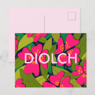 Tropische Roze Bloemen Diolch Dank U Briefkaart