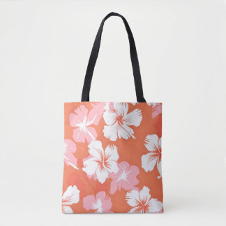 Tropische roze bloemen draagtas