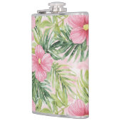 Tropische roze bloemen heupfles (Links)