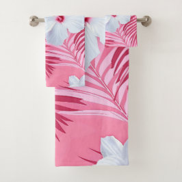 Tropische roze bloemen hibiscus bad handdoek