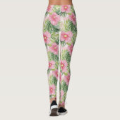 Tropische roze bloemen leggings (Achterkant)