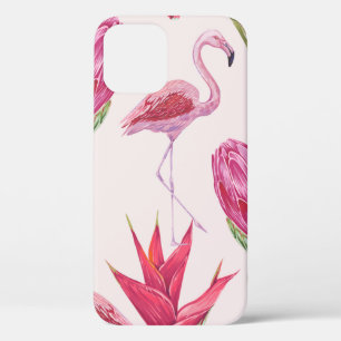 Tropische roze bloemen, protea, paradijsvogel iPhone 12 hoesje