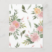 Tropische roze bloemenbruiloft Gast Details Informatiekaartje (Achterkant)