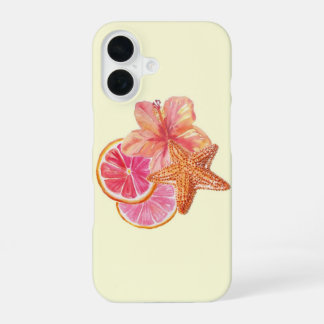 Tropische Roze Citrus Kunst iPhone 16 Hoesje