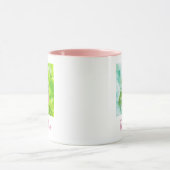 Tropische roze en groene flamingo en palmen mok (Midden)