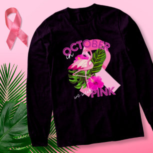 Tropische roze flamingo borstkanker bewustzijn Tri-Blend shirt