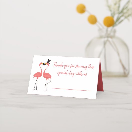 Tropische roze flamingo dank u bruiloft (Voorkant)