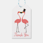 Tropische roze flamingo dank u bruiloft cadeaulabel (Voorkant)