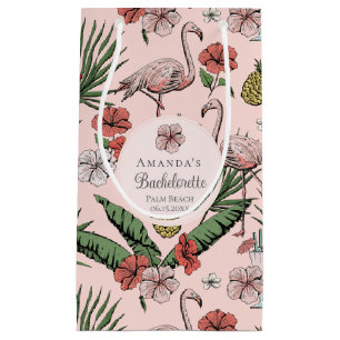 Tropische roze flamingo en Hibiscus Bachelorette Klein Cadeauzakje
