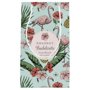 Tropische roze flamingo en Hibiscus Bachelorette Klein Cadeauzakje