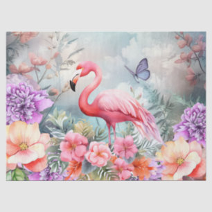 Tropische roze flamingo en Waterverf bloemen Tissuepapier