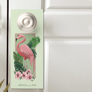 Tropische Roze Flamingo Groene Palmbladeren Lelie