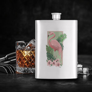 Tropische Roze Flamingo Groene Palmbladeren Lelie Flacon