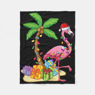 Tropische Roze Flamingo Kerstmis In Juli Zomer Pa Fleece Deken