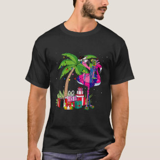 Tropische Roze Flamingo Kerstmis in Juli Zomer Pa T-shirt