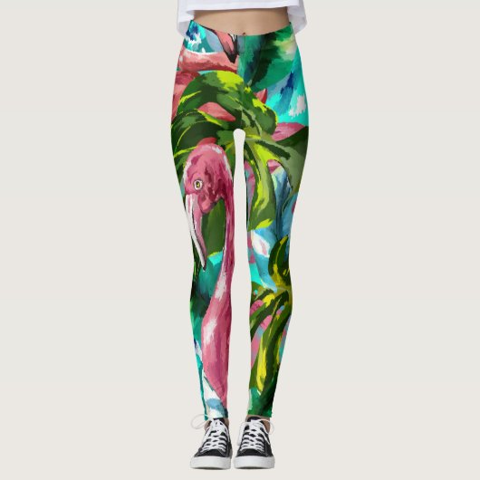 Tropische roze flamingo Leggings (Voorkant)