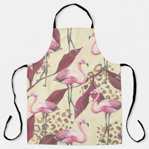 Tropische roze flamingo, luipaard patroon. schort