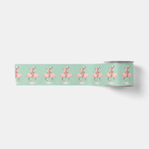 Tropische Roze Flamingo Met Kerstmutsen Kerstmis Lint