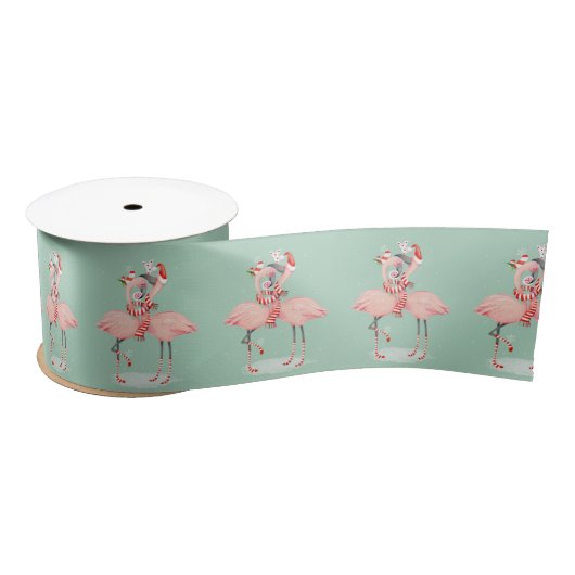 Tropische roze flamingo met kerstmutsen lint (Spoel)