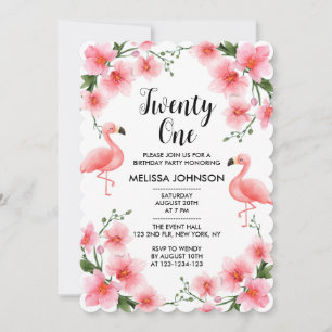 Tropische Roze Flamingo Orchidee Flora 21e verjaar Kaart