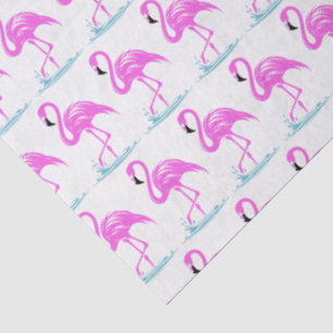 Tropische roze flamingo staand in water #7 tissuepapier