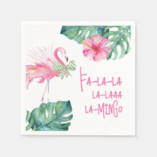 Tropische Roze Flamingo Waterverf Kerst Servet