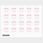 Tropische roze flamingo's dank u bruiloft strand ronde sticker (Vel)