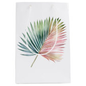 Tropische roze groene blad bruiloft medium cadeauzakje (Voorkant)