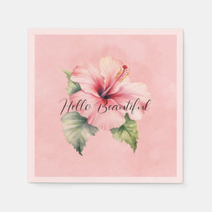 Tropische Roze Hibiscus Bloem Servet