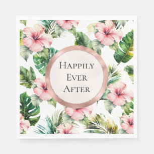 Tropische Roze Hibiscus Bloemenbruiloft Servet