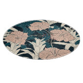 Tropische roze hibiscus, donkere achtergrond snijplank (Hoek)