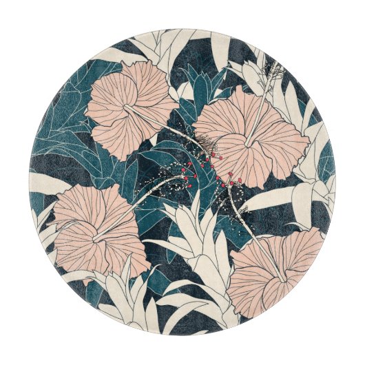 Tropische roze hibiscus, donkere achtergrond snijplank (Voorkant)