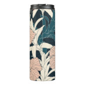 Tropische roze hibiscus, donkere achtergrond thermosbeker (Achterkant)