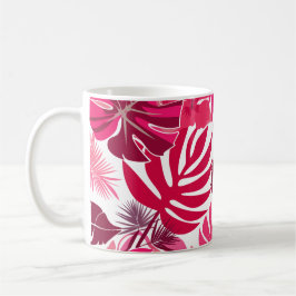 Tropische roze Hibiscus en Monstera bladeren patro Koffiemok