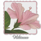 Tropische roze hibiscus Floral fotografie | Naam Sticker (Voorkant)