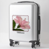 Tropische roze hibiscus Floral fotografie | Naam Sticker (Koffer)